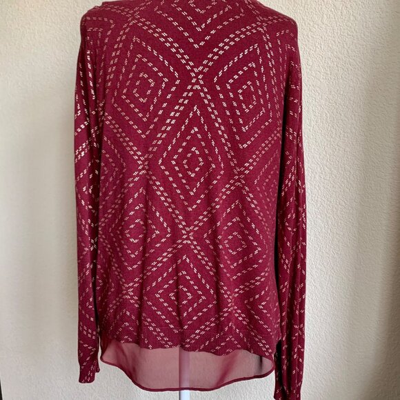 Lucky Brand Dotted Diamond Sweater with Chiffon Underlay Size L - Picture 3 of 6